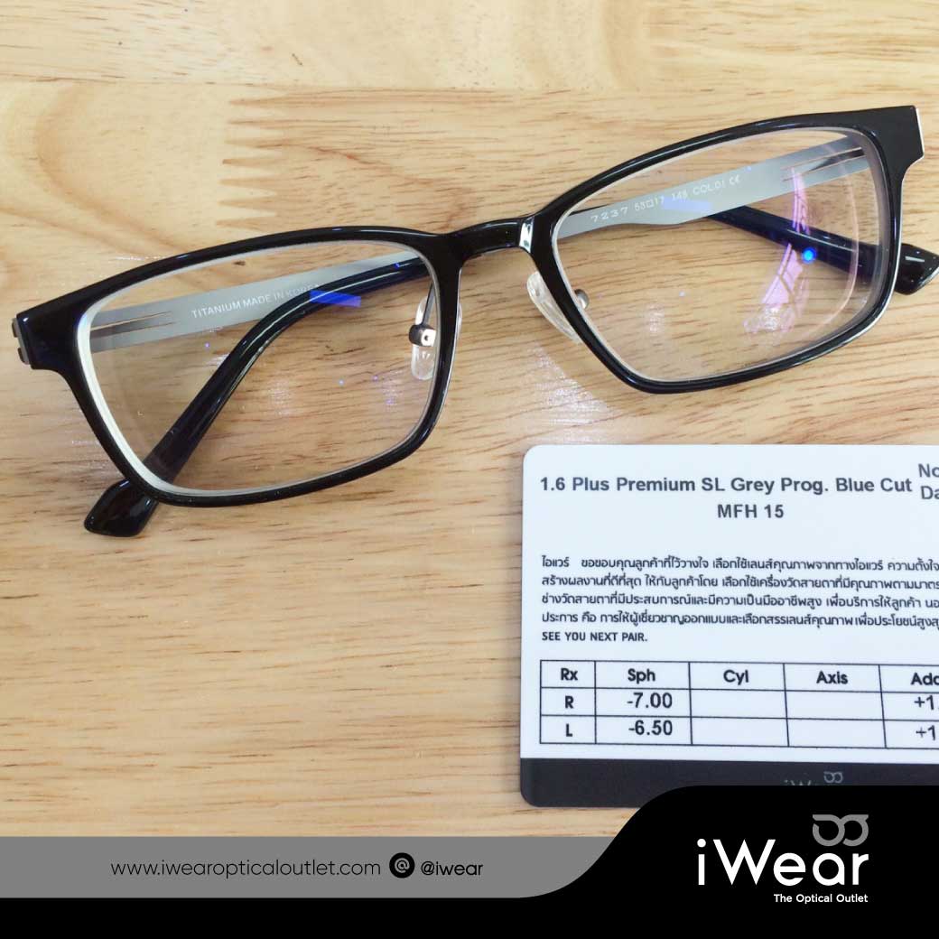 แว่นสายตา โปรเกรสซีฟ 1.6Plus Premium Blue Cut